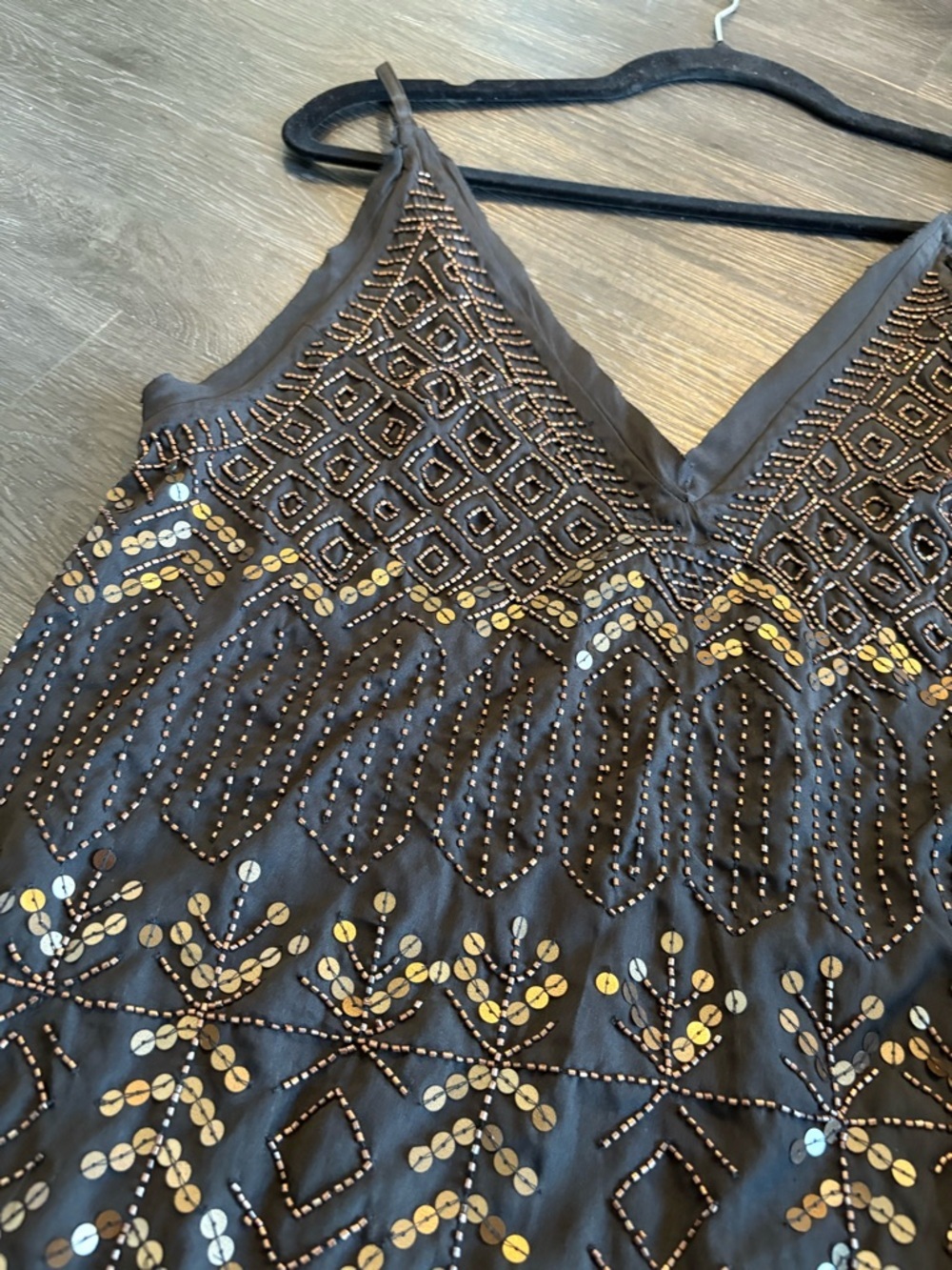 Free People Arizona Black Sequin Embellished V-Back Mini Dress Small - Picture 4 of 11